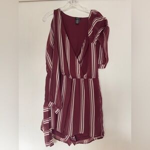 Rue21 Burgundy and White Striped Long Sleeve Dress